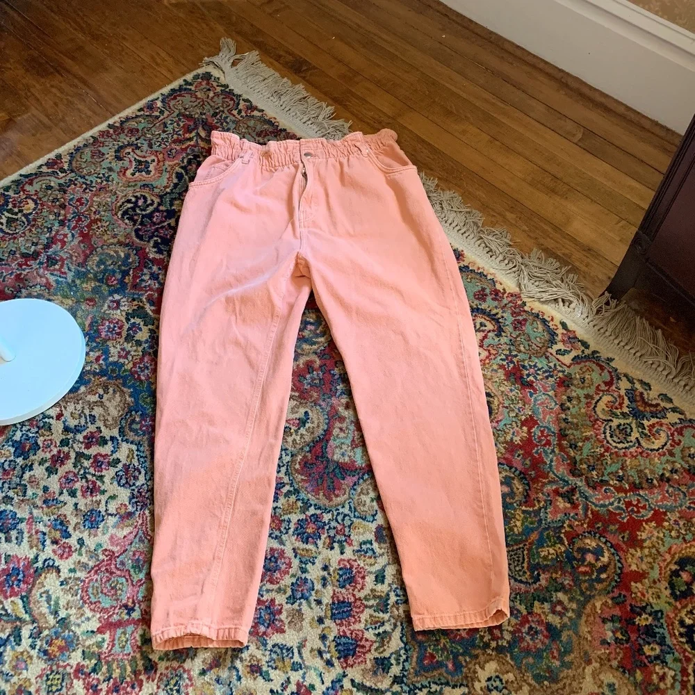 Forever 21+ ruched waist light coral jeans. Worn about 4x